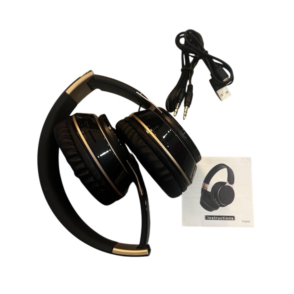 Black and Gold Wireless Foldable Headphones